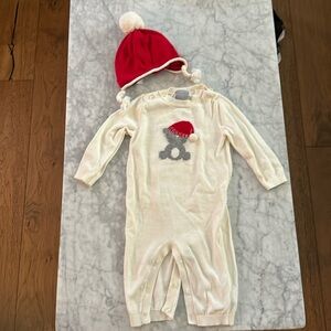 Tahari Baby infant holiday Christmas onesie + beanie hat 6-9 months